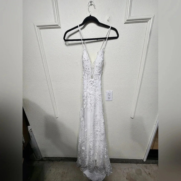 Lulus Enchanting Eternity Ivory Pearl Lace-Up Backless Dress Wedding Bride - Picture 7 of 11